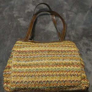 Rosetti straw look organizer shoulder bag